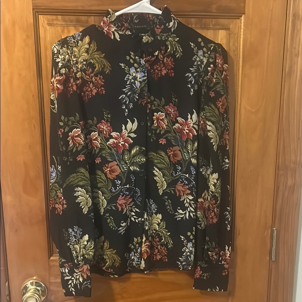 T Tahari Ruffle Collar Button Down Blouse